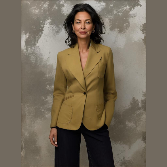 Etienne Aigner Jackets & Blazers - 70s ETIENNE AIGNER TAILORED EQUESTRIAN TAN BLAZER W LEATHER ACCENTS & BUTTONS M